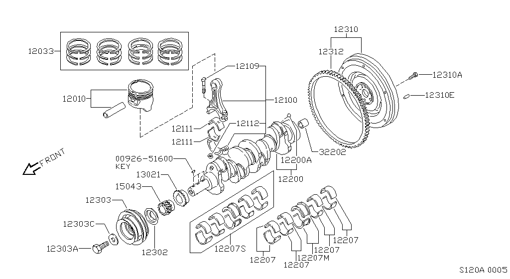 Piston, Crankshaft & Flywheel