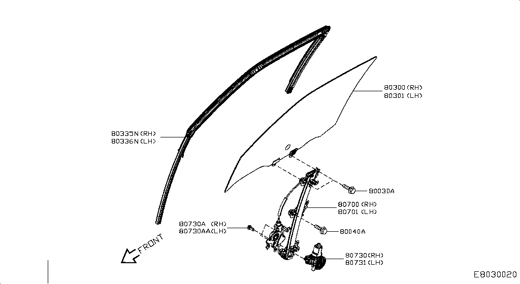 Front Door Window & Regulator