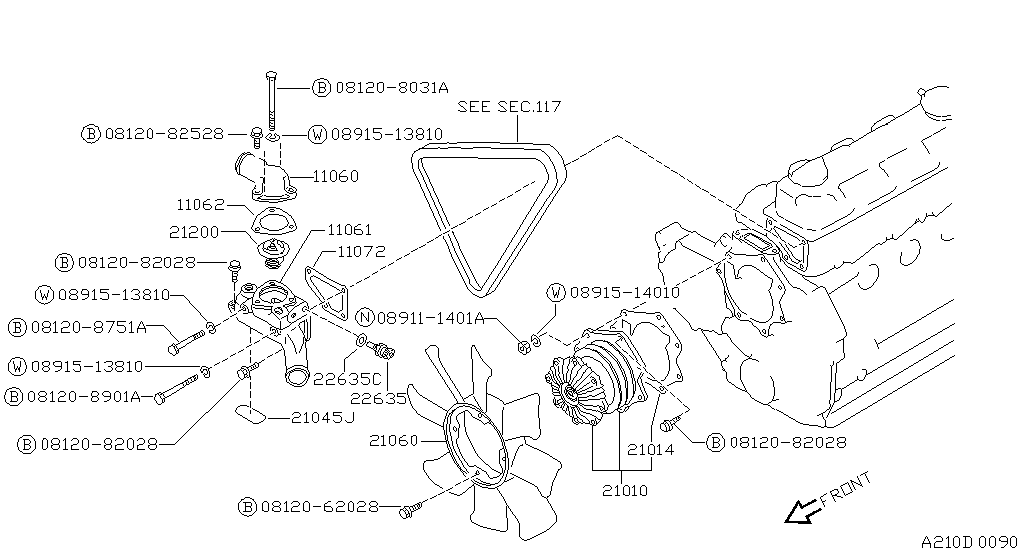 Bomba de agua, ventilador de refrigeración y termostato