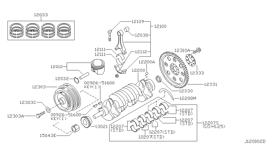 Piston, Crankshaft & Flywheel