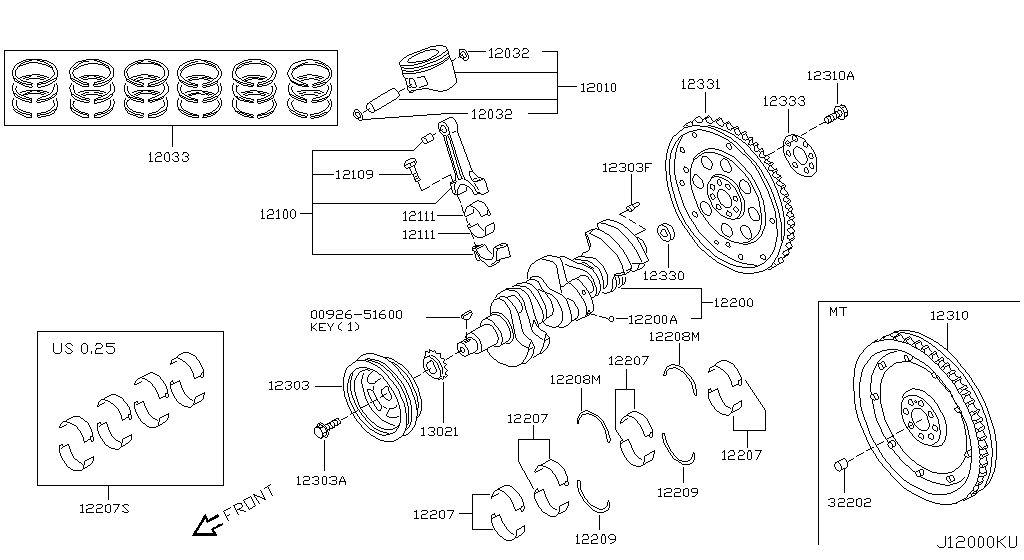 Piston, Crankshaft & Flywheel