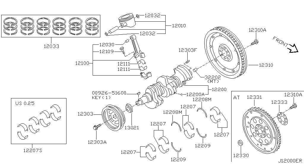 Piston, Crankshaft & Flywheel