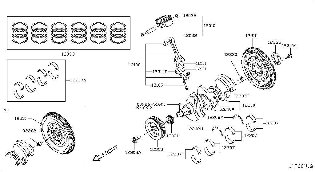 Piston, Crankshaft & Flywheel