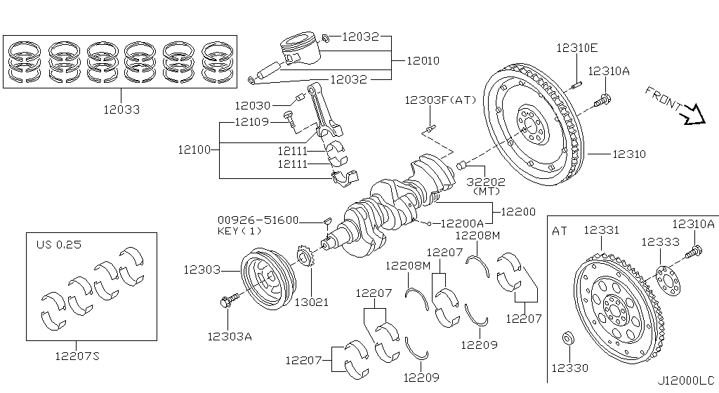 Piston, Crankshaft & Flywheel