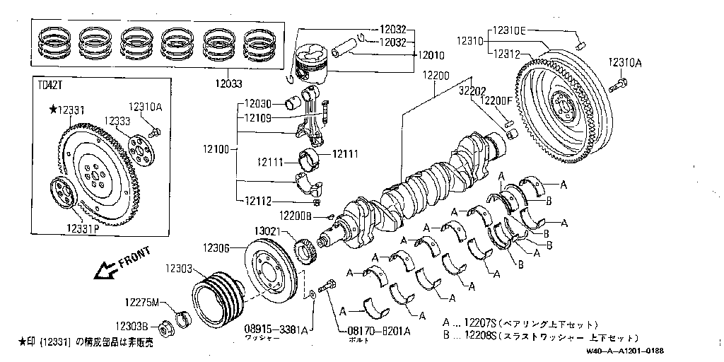 Piston, Crankshaft, Flywheel