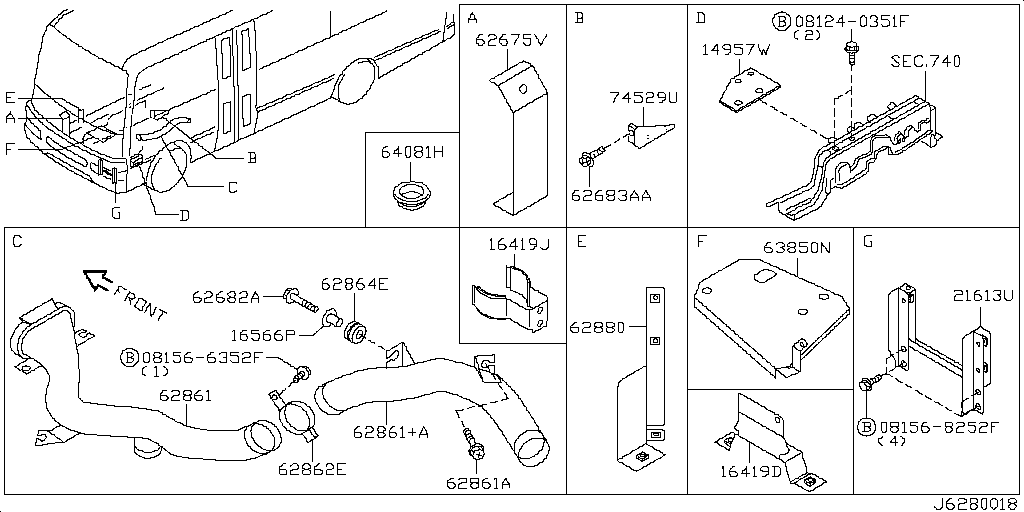 Accesorios del cuerpo del panel frontal