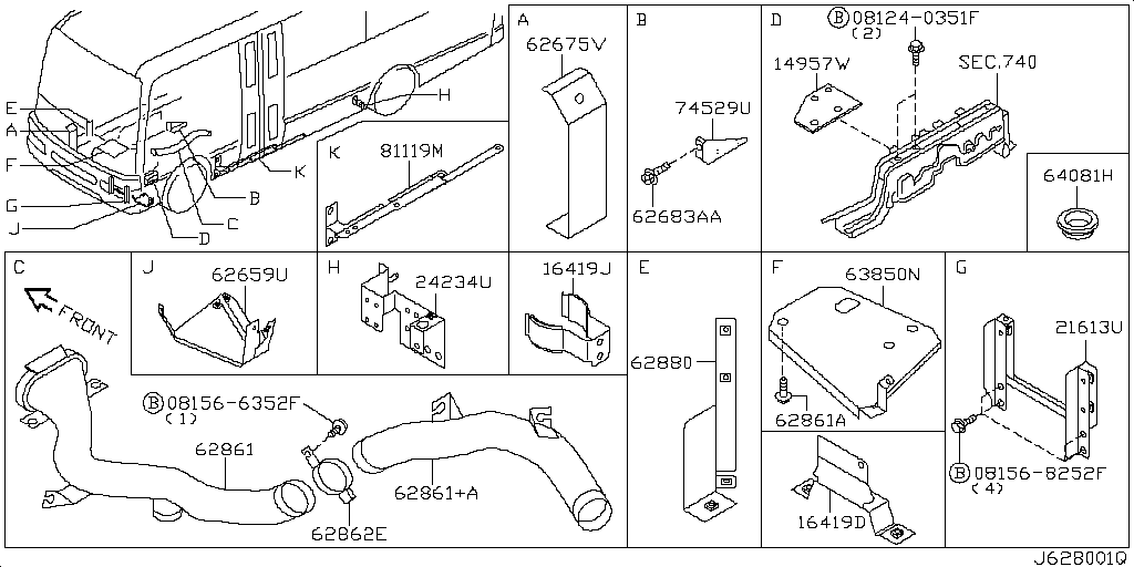 Accesorios del cuerpo del panel frontal