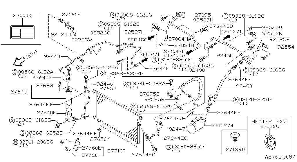 Condensador, tanque de líquido y tuberías