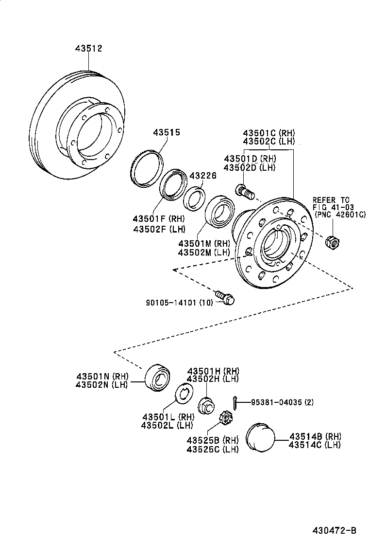 43501-37060 Hub Sub-Assy, Front Axle, Rh Toyota | YoshiParts