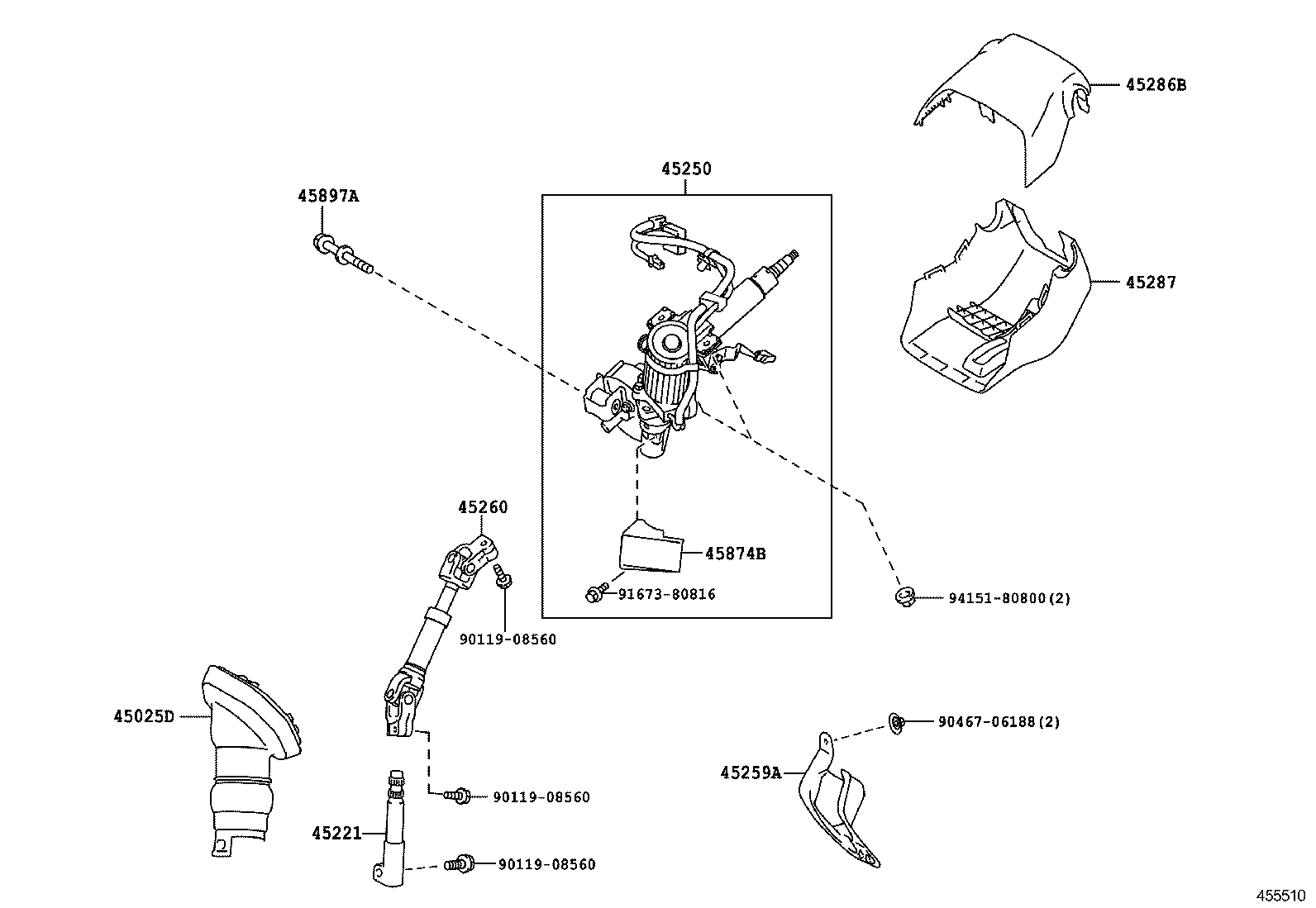 トヨタ コラム ASSY 45250-47250 未使用 45250-47250 Column Assy, Electric Power Steering Toyota | YoshiParts