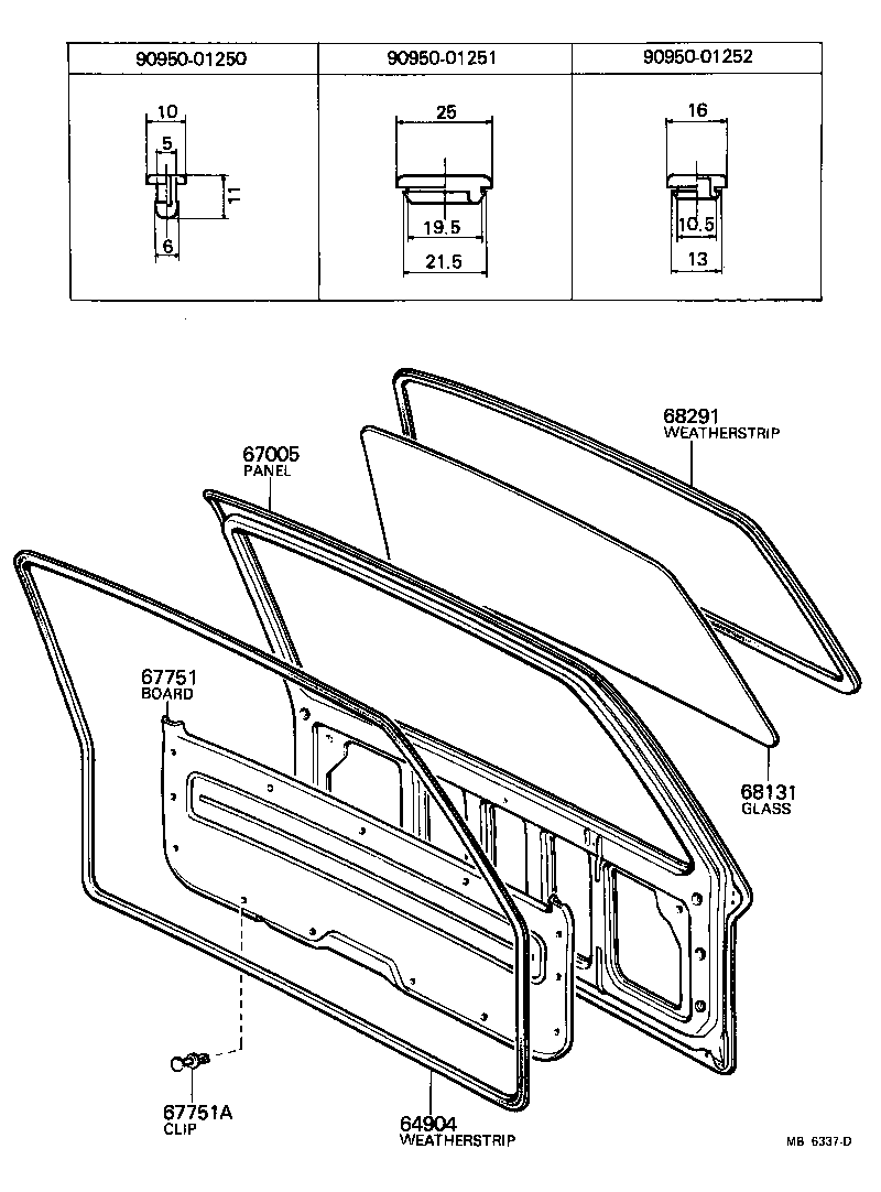 Vidrio del panel de la puerta trasera