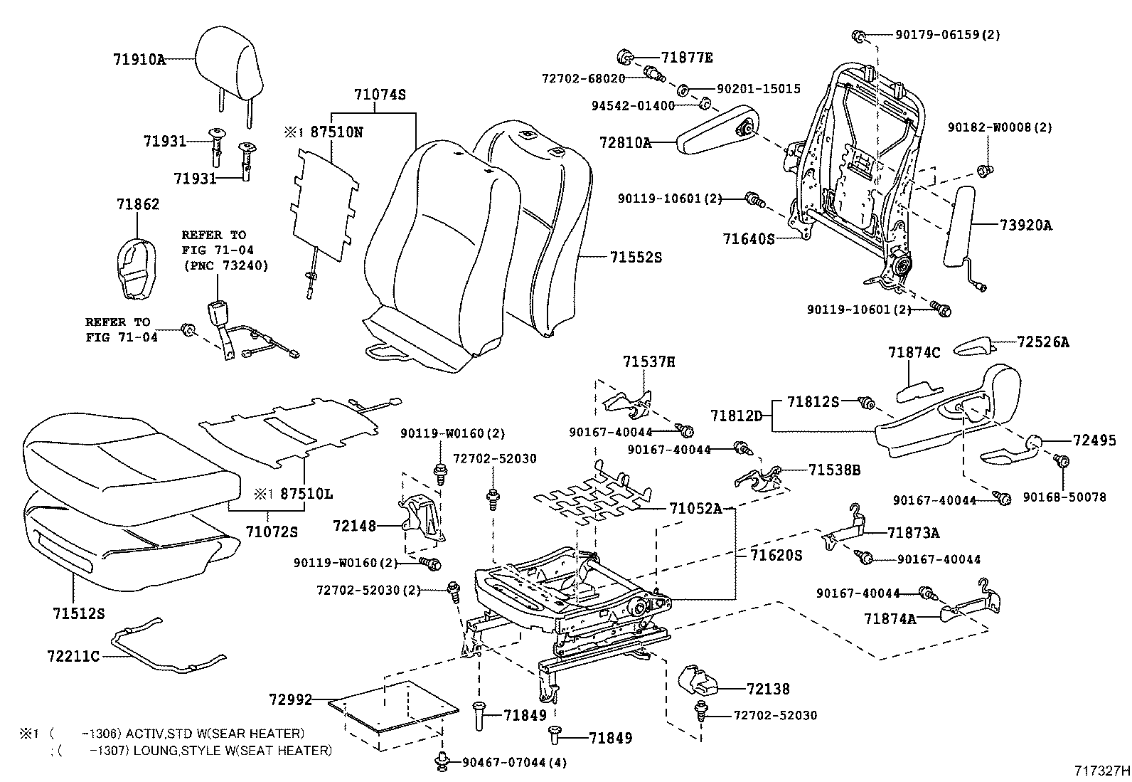 Asiento delantero y riel del asiento