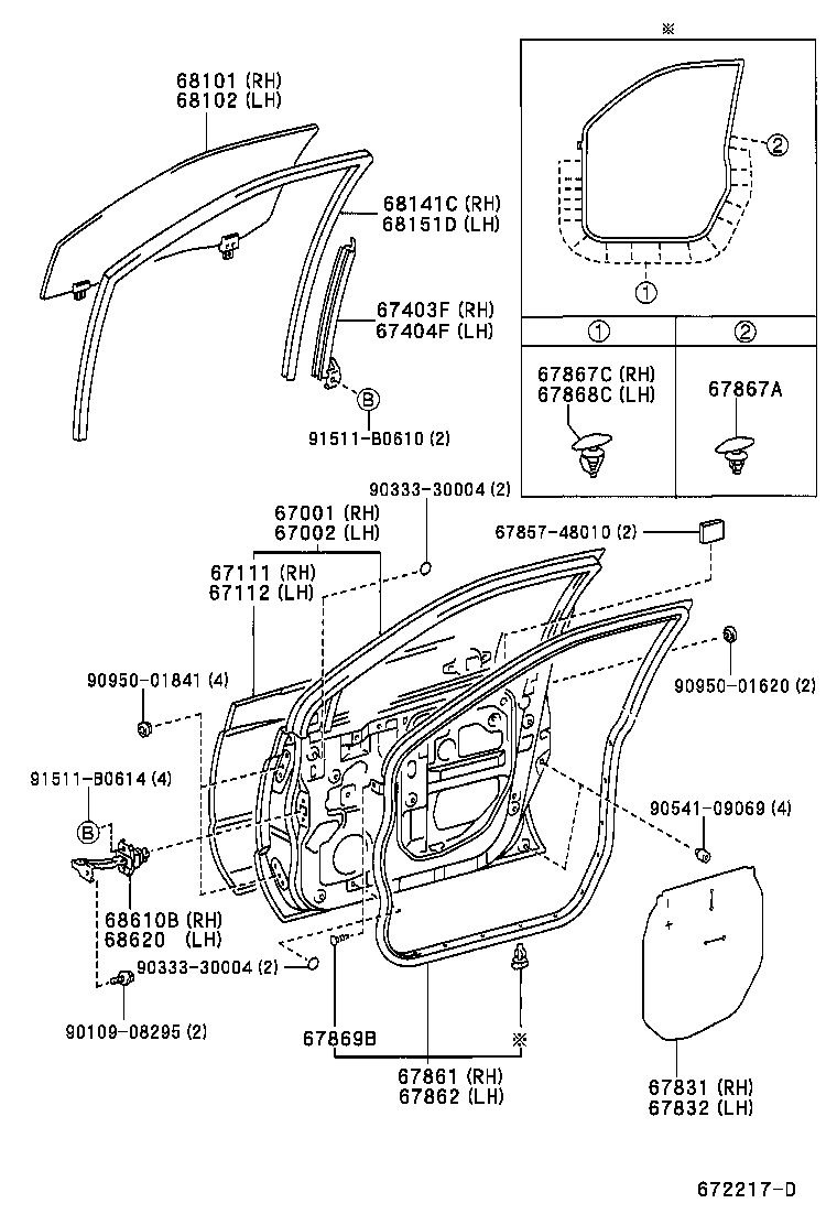 Panel de puerta delantera y vidrio