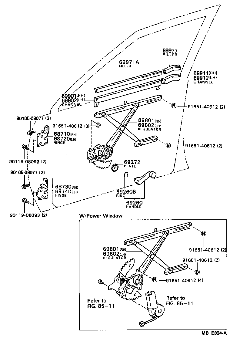 Front Door Window Regulator Hinge