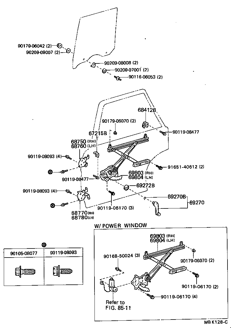Rear Door Window Regulator Hinge