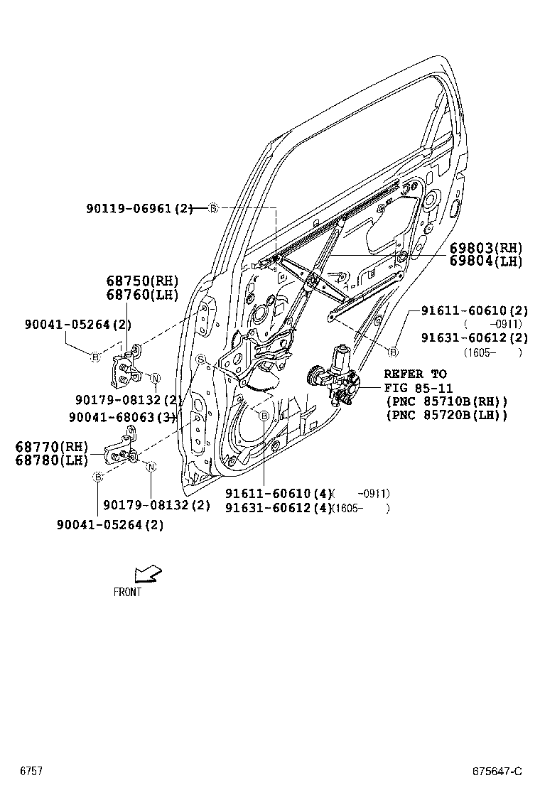 Rear Door Window Regulator Hinge