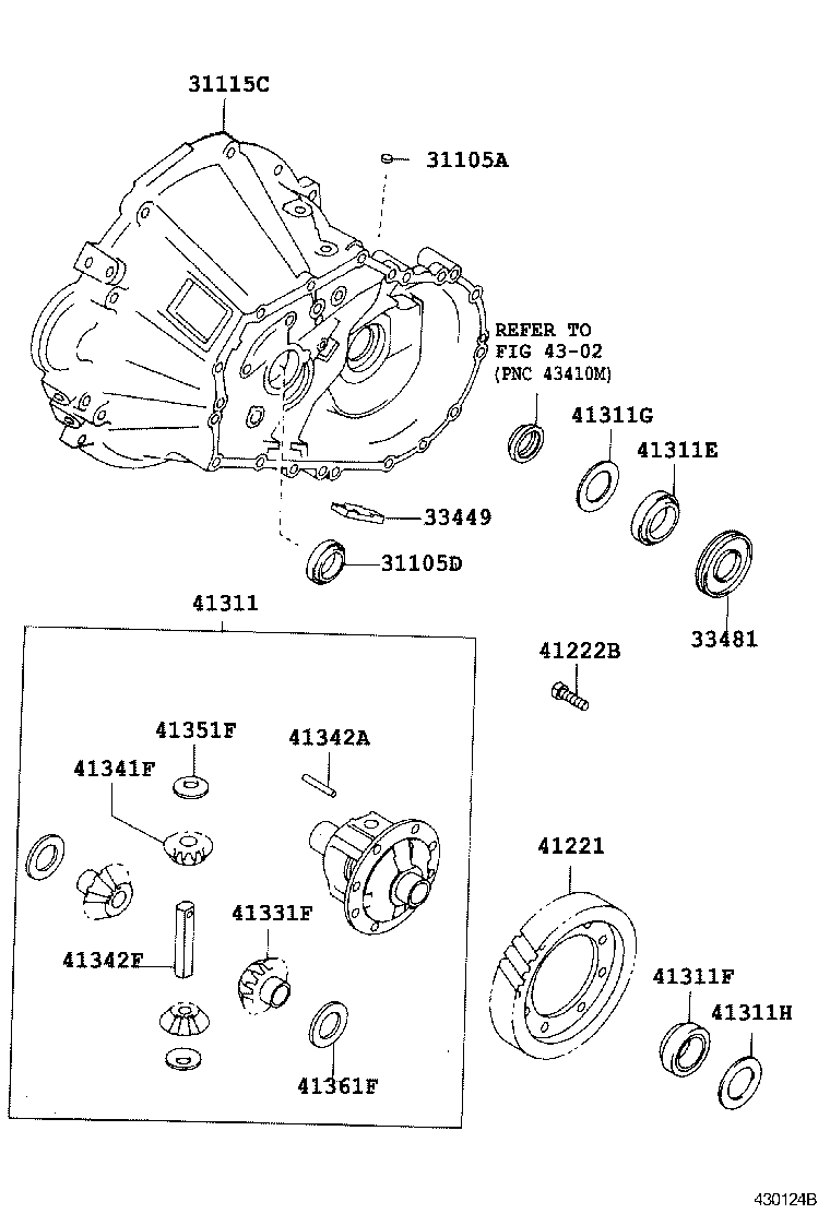 Carcasa del eje delantero y diferencial