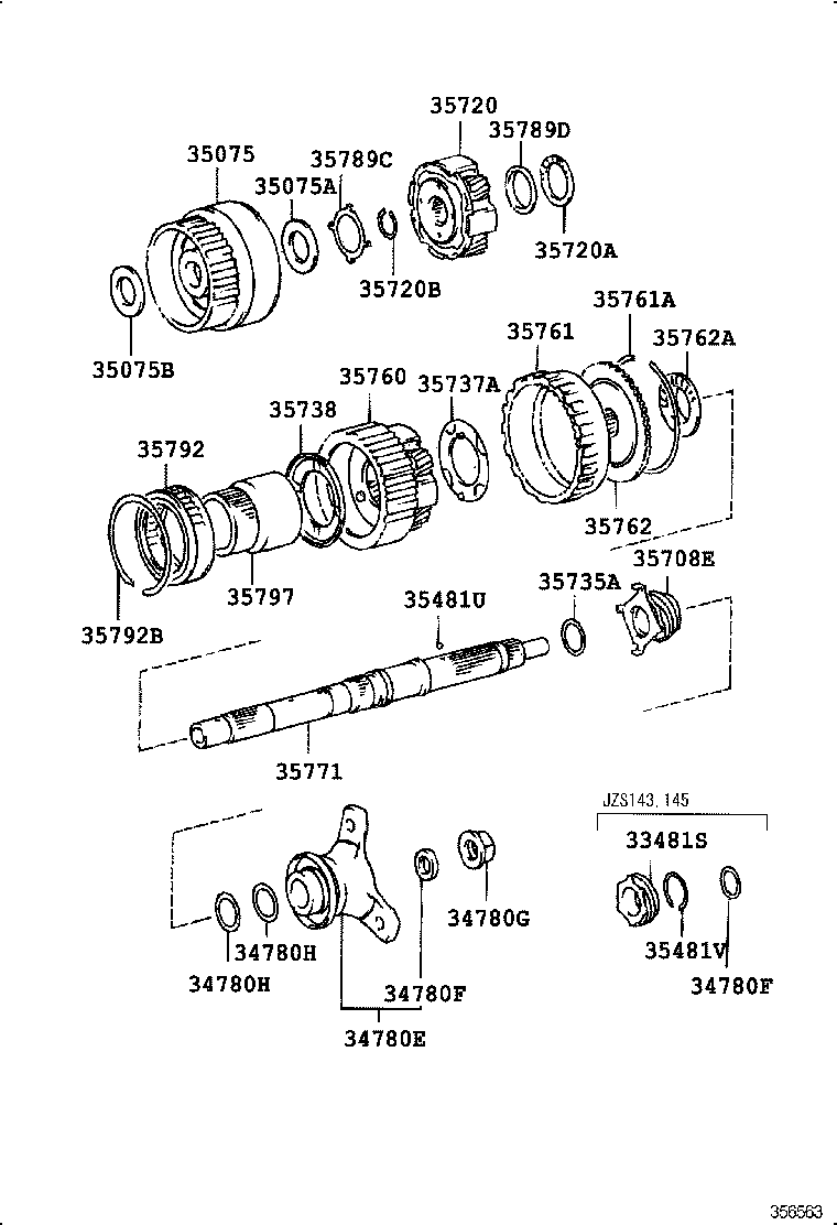 Planetary Gear, Reverse Piston & Counter Gear