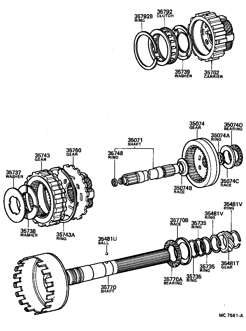 Planetary Gear, Reverse Piston & Counter Gear