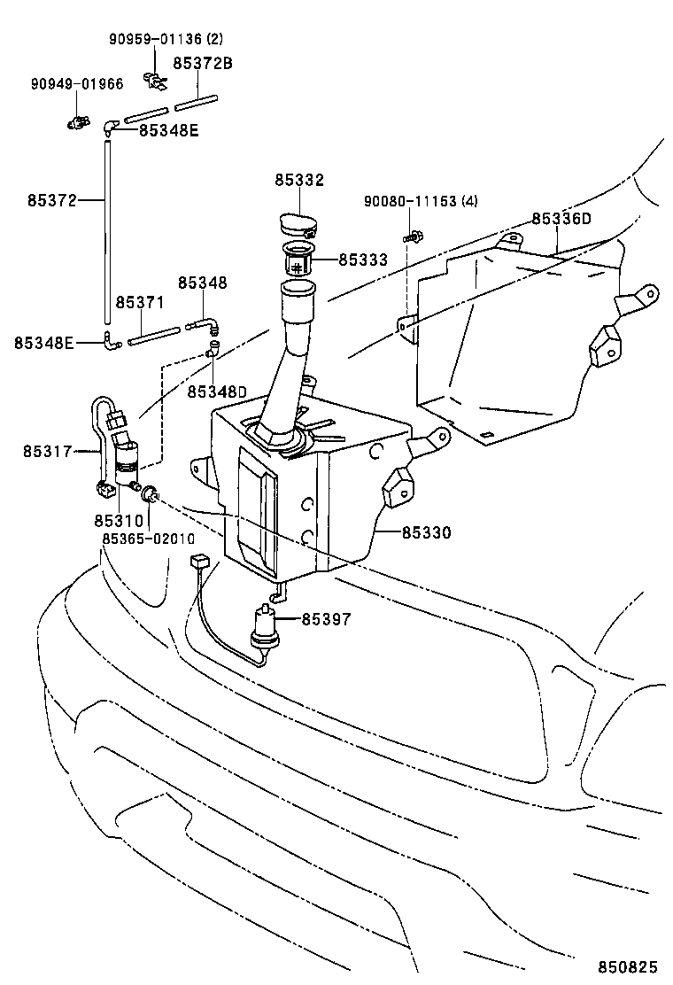 Windshield Washer Reservoir Tank W/ Motor & Pump For Toyota Tacoma 1995-2004 – 85315-04050