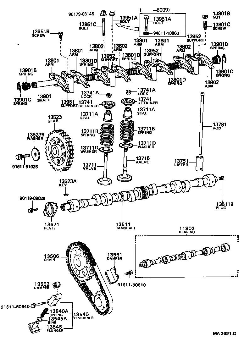 Árbol de levas y válvula