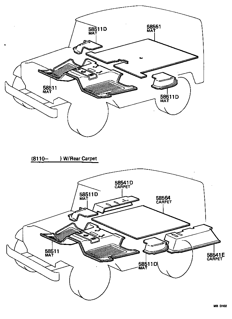 58501-90302 Mat, Floor, Rear Toyota | YoshiParts