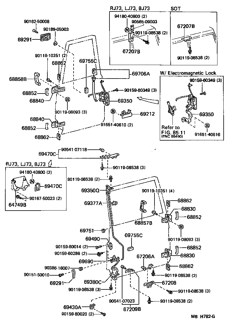 Bisagra de cerradura de puerta trasera