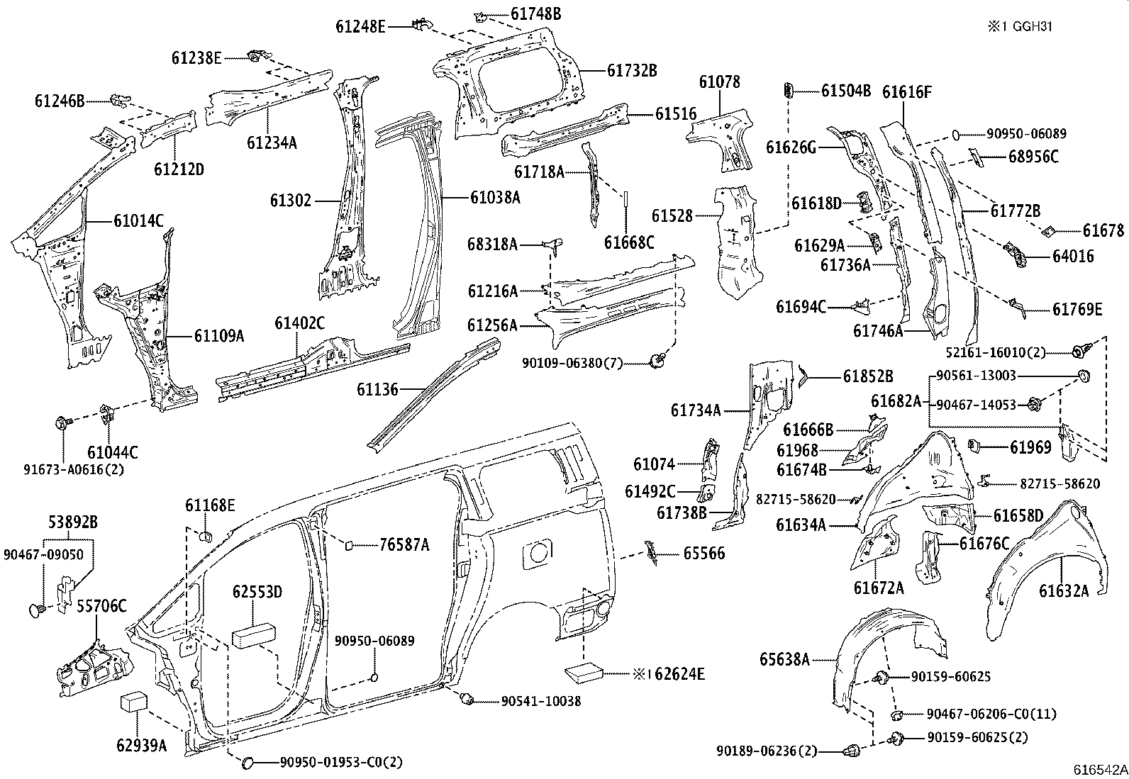 Lexus Rear Frame 61772-58031 Frame, Back Door Opening Upr Corner, Lh Lexus | YoshiParts