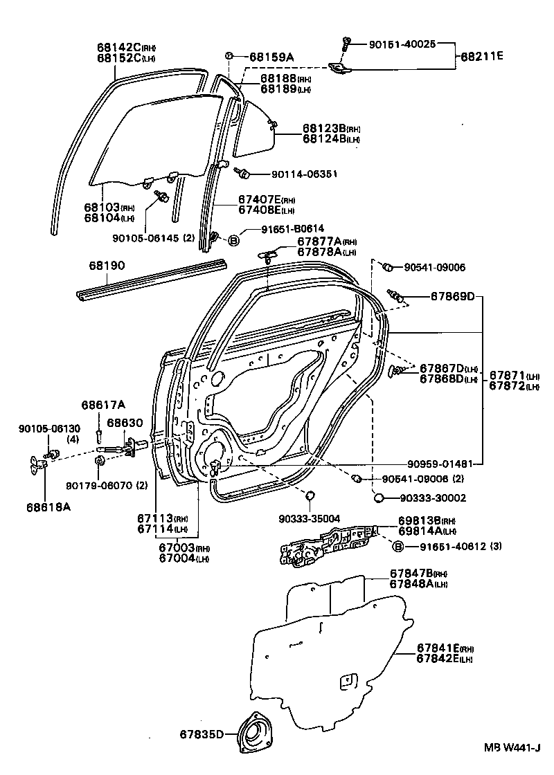 Panel de puerta trasera y vidrio