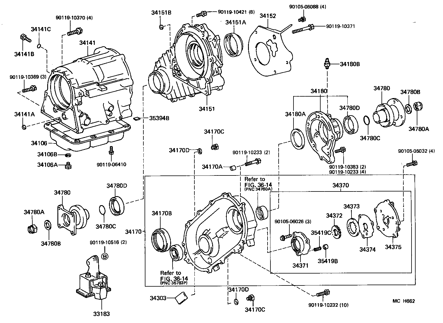 Caja de transferencia y carcasa de extensión