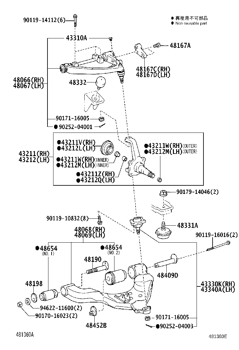 Muñón de dirección del brazo del eje delantero