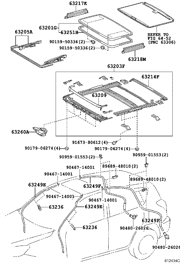 63251-48050 Weatherstrip, Sliding Roof Toyota 