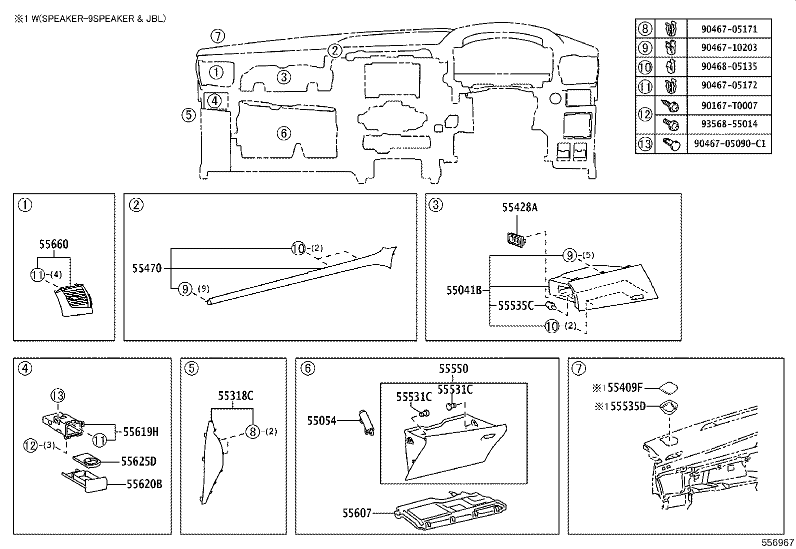 55660-YP010 Register Assy, Instrument Panel, No.2 Toyota