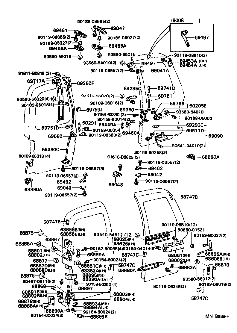 Bisagra de cerradura de puerta trasera