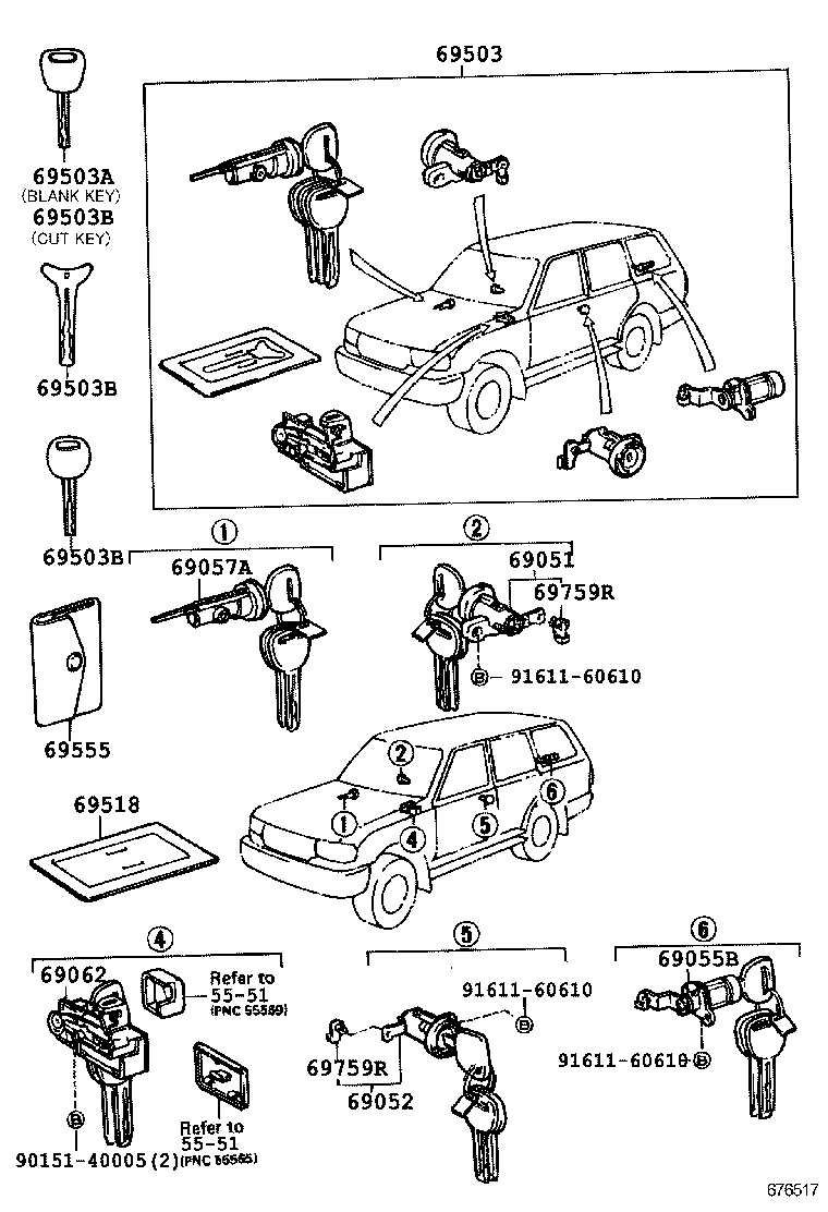 69515-60020 Key, Cut Toyota | YoshiParts