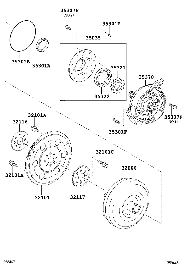 Torque Converter, Front Oil Pump & Chain