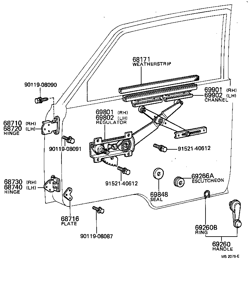 Front Door Window Regulator Hinge