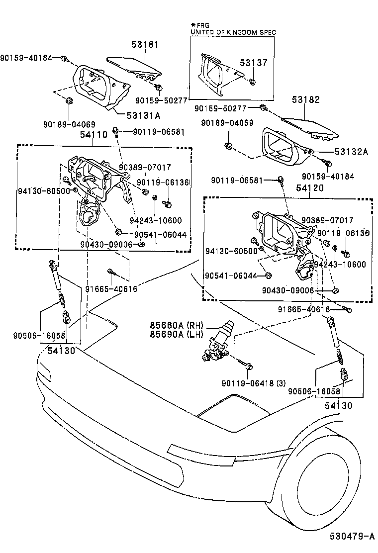 Sw20 Radiator Expoded Drawing 85660-17021 Motor Assy, Light Retractor, Rh Toyota | YoshiParts