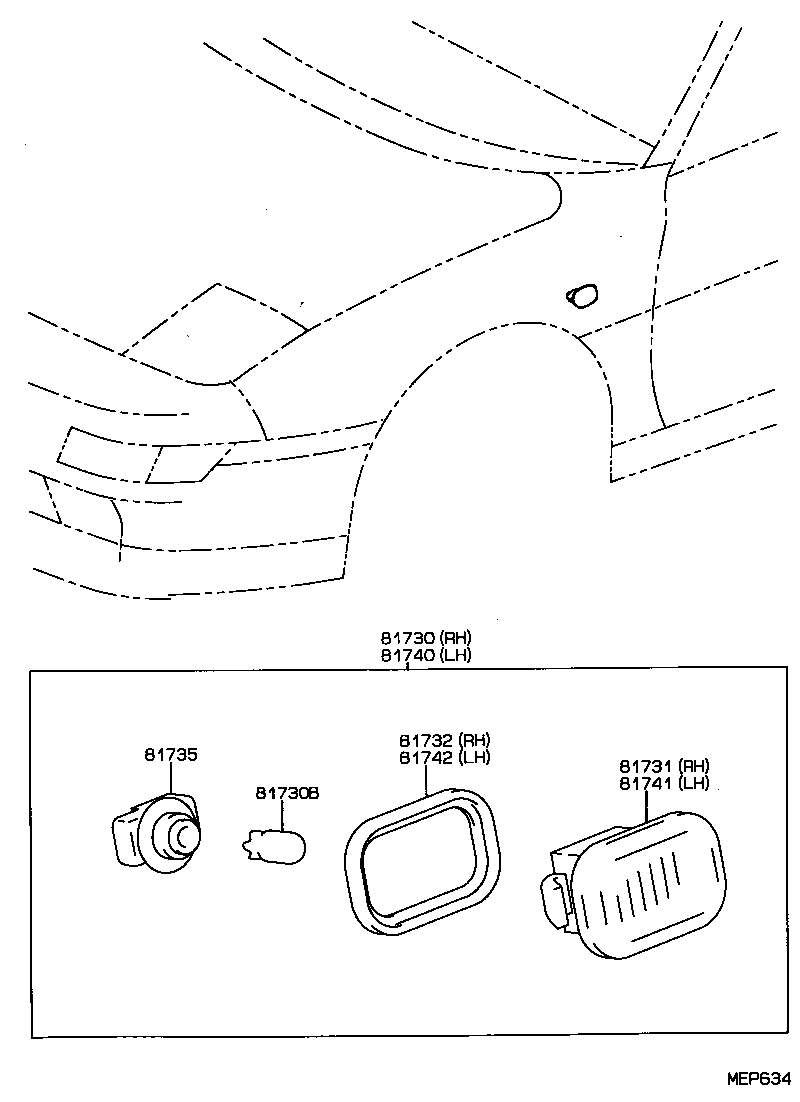 Lámpara de señal de giro y lámpara de espejo exterior