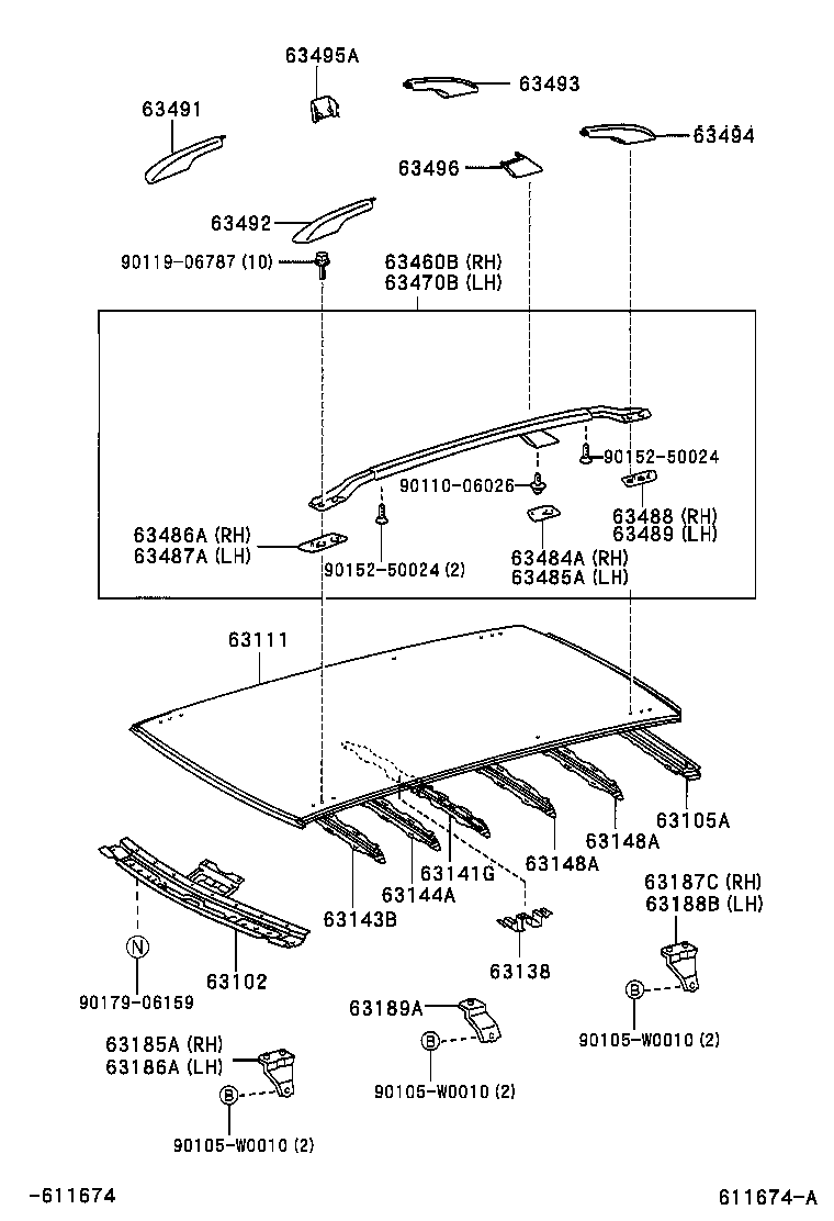 63491-13090 Cover, Roof Rack Leg, Fr Rh Toyota | YoshiParts