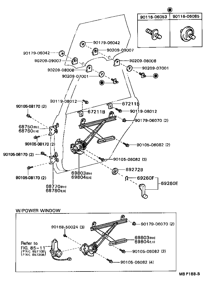 Rear Door Window Regulator Hinge