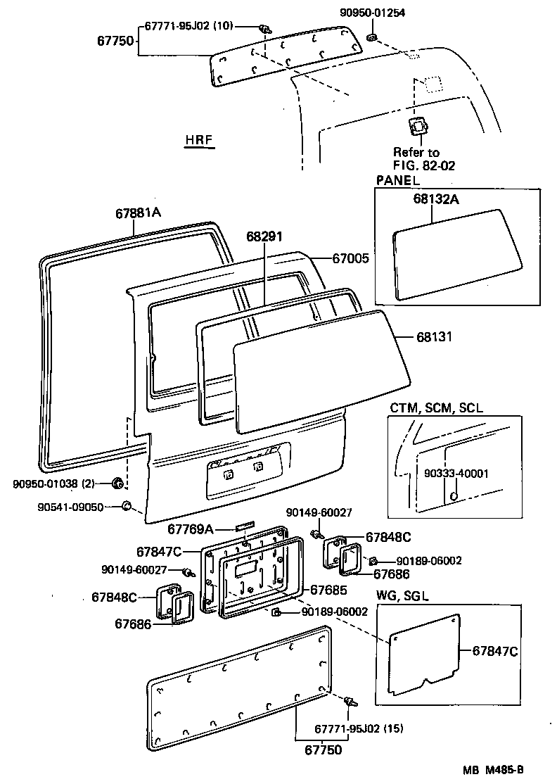 Vidrio del panel de la puerta trasera