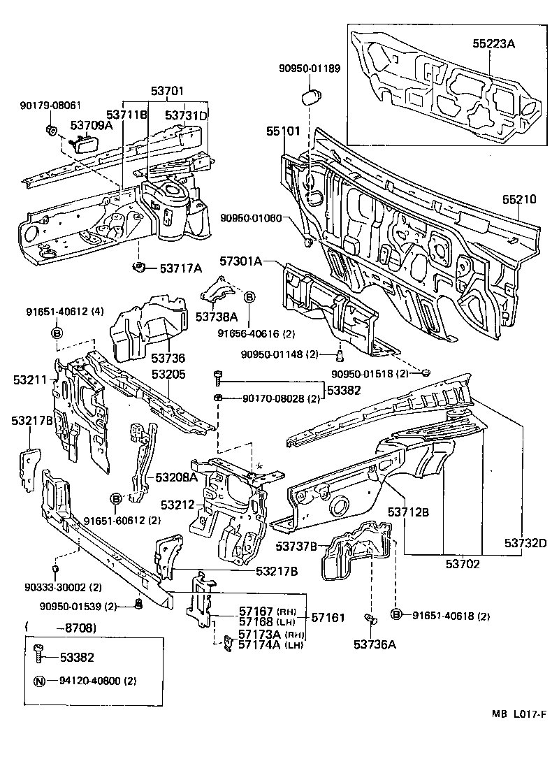 Front Fender Apron Dash Panel