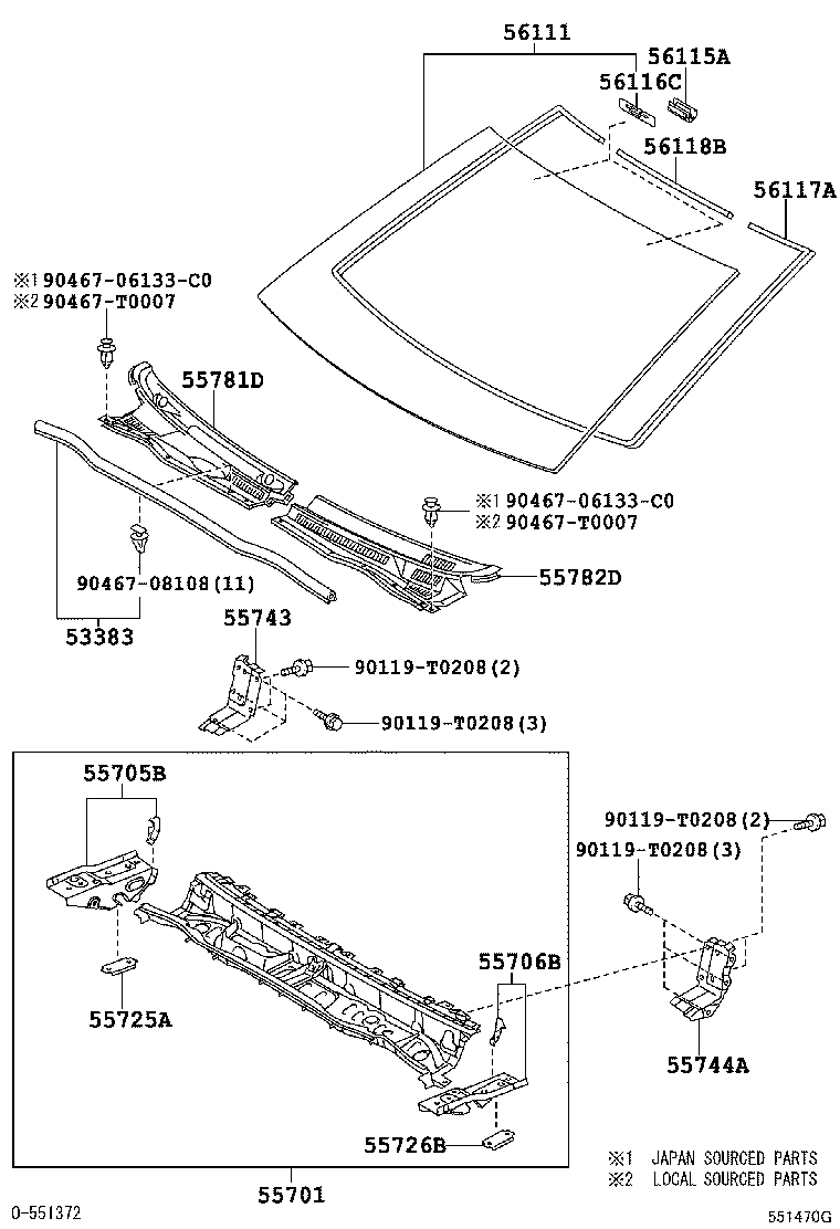 Cowl Panel & Windshield Glass