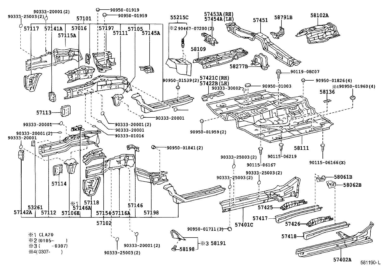 58102-42080 Reinforcement Sub-Assy, Front Floor Toyota | YoshiParts