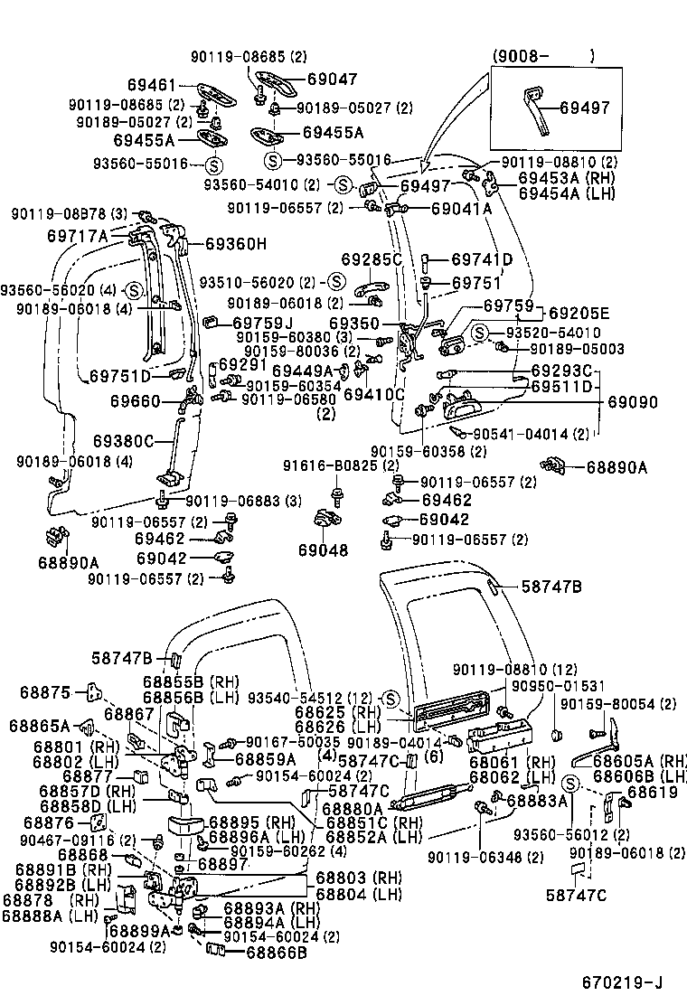 Bisagra de cerradura de puerta trasera