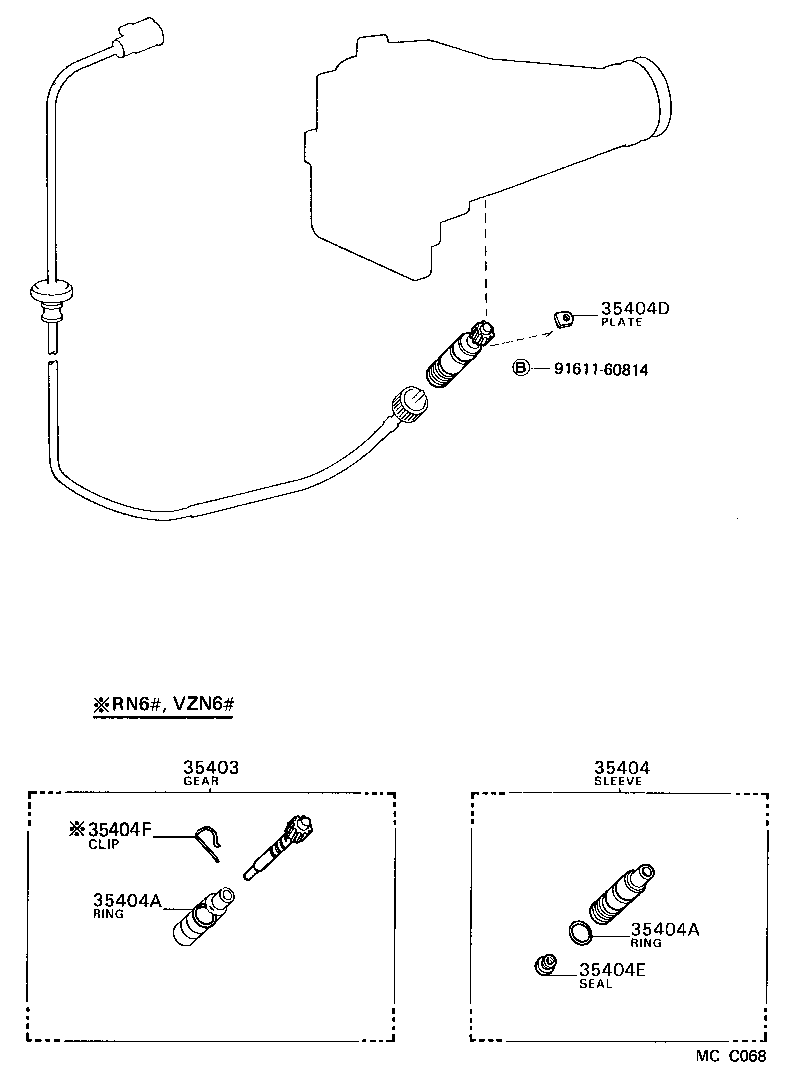 Engranaje impulsado por velocímetro