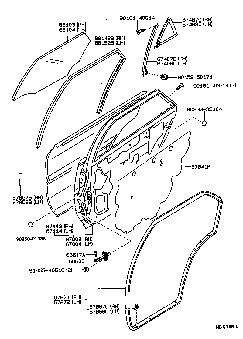 Panel de puerta trasera y vidrio