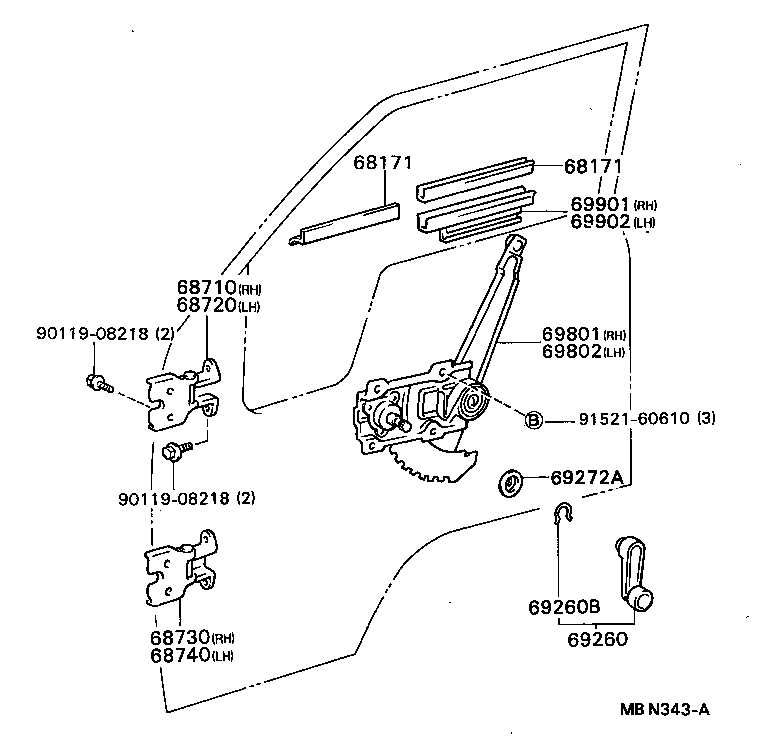 Front Door Window Regulator Hinge