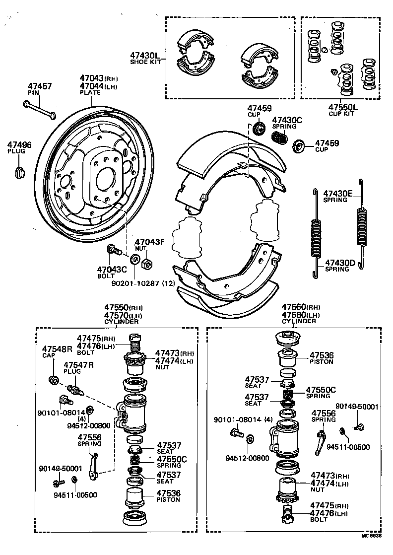 Rear Drum Brake Wheel Cylinder Backing Plate